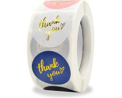 Thank you stickers - 500 stuks - 25 mm - Bedankt stickers - Small business packaging - Thank you stickers op rol - Sluitstickers - Sluitzegel - Verpakkingsmateriaal - Stickerrol - Luxe mix van 4 designs