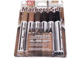 THAR Marker Set - Meubel Reparatie Stiften - 6 stiften - 6 krijtjes - Houtstift - Meubelstift