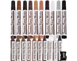 THAR - XL Meubelstiften Set - Houten Meubel/Vloeren/Laminaat Reparatie Stiften Marker - Touch Up Meubellak Houtvuller Krijtjes Reparatie Kit - Eenvoudig Wegwerken Van Krassen & Beschadigingen - 21-Delig