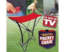 The amazing POCKET CHAIR. Compact opvouwbaar stevig stoeltje voor buitengebruik. Op reis, camping, festival, sportwedstrijd, etc.