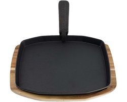 The Bastard Sizzling Plate & Holder (24x32cm) - skillet met serveerplank