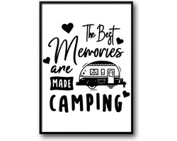 The best memories are made camping following me fotolijst met glas 30 x 40 cm - Prachtige kwaliteit - Camping - Caravan - Vakantie - Harde lijst - Glazen plaat - inclusief ophangsysteem - Grappige Poster - Foto op hoge kwaliteit uitgeprint