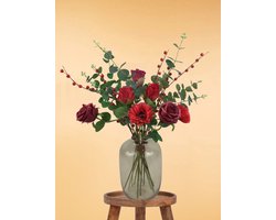The Bloomistic® – Zijden Boeket – 60-70 cm hoog – Kunstbloemen – nepbloemen – housewarming cadeau – kerst boeket – decoratie woonkamer
