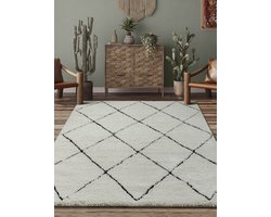 the carpet Bahar Shaggy – Hoogpolig vloerkleed in Scandinavische stijl, zwart-wit, 200 x 290 cm