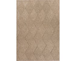 the carpet Cairo – Weerbestendig outdoor vloerkleed in jute-look, geschikt voor balkon, tuin en terras, bruin met ruitmotief, 80 x 150 cm