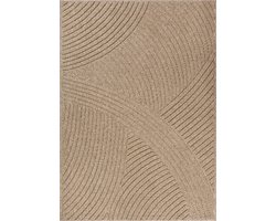the carpet Cairo – Weerbestendig outdoor vloerkleed met 3D boogpatroon in jute-look, geschikt voor balkon, tuin en terras, bruin met gebogen lijnenpatroon, 80 x 250 cm