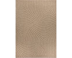 the carpet Cairo – Weerbestendig outdoor vloerkleed met modern boogpatroon in jute-look, geschikt voor balkon, tuin en terras, bruin met halfrond boogmotief, 120 x 160 cm