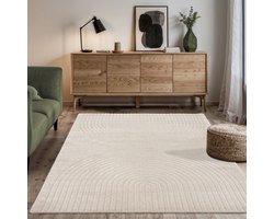 The Carpet Elisa – Zacht Hoogpolig Vloerkleed voor Woonkamer – Modern Geometrisch Design – Beige – 120 x 160 cm