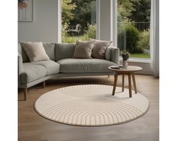 the carpet Elisa – zacht hoogpolig woonkamer vloerkleed, modern design tapijt met geometrisch patroon, beige, 120 cm rond