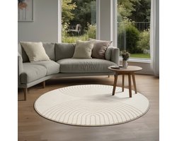 the carpet Elisa – zacht hoogpolig woonkamer vloerkleed, modern design tapijt met geometrisch patroon, crème, 120 cm rond