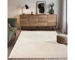 the carpet Elisa – zacht hoogpolig woonkamer vloerkleed, modern design tapijt met geometrisch patroon, crème, 200 x 280 cm