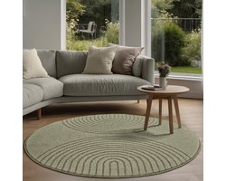 the carpet Elisa – zacht hoogpolig woonkamer vloerkleed, modern design tapijt met geometrisch patroon, groen, 120 cm rond