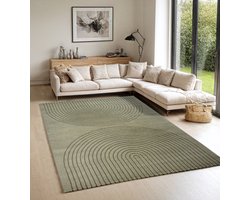 the carpet Elisa – zacht hoogpolig woonkamer vloerkleed, modern design tapijt met geometrisch patroon, groen, 120 x 160 cm