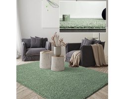 the carpet Foxy Shaggy – Hoogpolig wasbaar vloerkleed met antislip, geschikt voor woonkamer en slaapkamer, groen, 160 x 230 cm