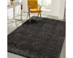 the carpet Green Velvet woonkamer eco vloerkleed, hoogpolig bestaat uit 100% gerecycled polyester, lange pool, luxe bontlook, aaibaar zacht, Antraciet, 120 x 170 cm