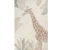 the carpet Jungle Kids vloerkleed voor de kinderkamer, kindertapijt, 3D-effect, onderhoudsvriendelijk, slijtvast,, Cream, 160 x 230 cm