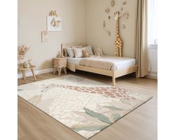 the carpet Jungle Kids vloerkleed voor de kinderkamer, kindertapijt, 3D-effect, onderhoudsvriendelijk, slijtvast,, Cream, 80 x 150 cm
