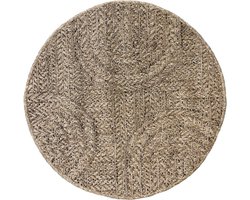 the carpet Kansas - Robuust In- en Outdoor vloerkleed, natuurlijk jute-look met cirkelmotief, weerbestendig, geschikt voor terras en tuin, 80 cm rond
