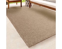 the carpet Kansas - Robuust In- en Outdoor vloerkleed, natuurlijk jute-look, weerbestendig, geschikt voor terras en tuin, 120 x 170 cm