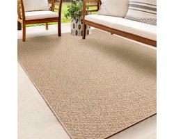 the carpet Kansas – robuust in- & outdoor vloerkleed met natuurlijk cirkelpatroon, weatherproof & UV-bestendig, naturel cirkel 80 x 150 cm