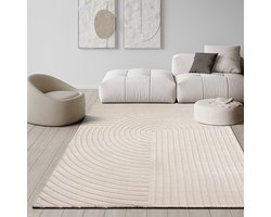 the carpet Knight – Modern Kortpolig Vloerkleed met 3D-Effect en Elegante Structuur – Beige – 160 x 230 cm