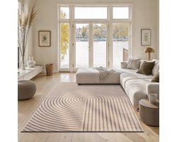 the carpet Knight - Modern vloerkleed, kortpolig, 3D-effect, elegante structuur, Donkerbeige, 160 x 230 cm