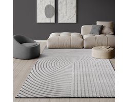 the carpet Knight - Modern vloerkleed, kortpolig, 3D-effect, elegante structuur, Grijs, 80 x 300 cm