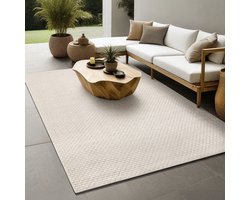 the carpet Maldives– Slijtvaste buitenkleed in Boho- & Vintage-stijl, weerbestendig, UV-bestendig & onderhoudsvriendelijk, ideaal voor balkon, terras, tuin & woonkamer, Beige, 140 x 200 cm
