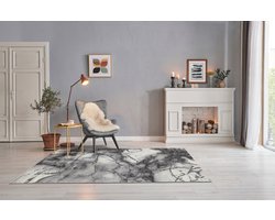 the carpet Marmer Modern dichte korte pool woonkamer slaapkamer vlorkleed, designer tapijt, elegante glans, glanzende vezel, pluizig, modieus, marmer look, abstract, Grey, 120 x 170 cm