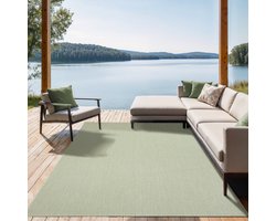 the carpet Mistra – robuust buitentapijt, modern & weerbestendig, voor balkon, terras, keuken of serre, groen met fijn geweven structuur, 140 x 200 cm