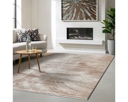 the carpet Nuvra– modern vloerkleed met boomring-patroon, fluweelzacht en onderhoudsvriendelijk, beige, 160 x 230 cm