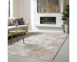 the carpet Nuvra Vloerkleed – Vintage Design – Zacht & Onderhoudsvriendelijk – Beige – 80 x 150 cm
