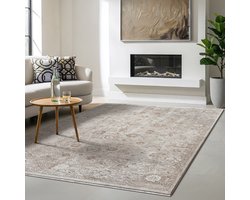 the carpet Nuvra Vloerkleed – Vintage Oosters Design – Zacht & Onderhoudsvriendelijk – Beige – 160 x 230 cm