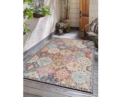 The Carpet Palma – Indoor & Outdoor Vloerkleed, Weerbestendig & Onderhoudsvriendelijk – Oosters Patchwork Motief – Multicolor – 200 x 290 cm