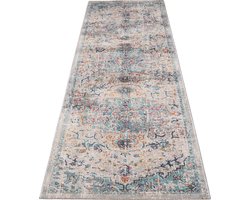the carpet Palma – Indoor & Outdoor vloerkleed, weerbestendig & onderhoudsvriendelijk, orientaals motief in blauw beige, 80 x 300 cm