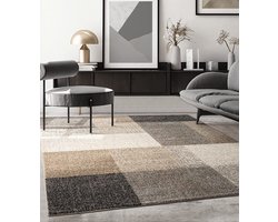 the carpet Pearl – modern vloerkleed voor woonkamer & slaapkamer met blokpatroon, beige, 240 x 330 cm