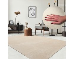 the carpet Relax – Extra Zacht & Wasbaar Vloerkleed tot 30°C met Antislip Onderzijde – Fluweelachtige Structuur – Voor Slaapkamer of Woonkamer – Beige, 300 x 400 cm