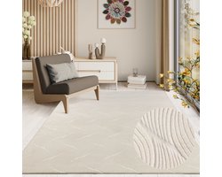 the carpet Rio – tapijt met 3D golfpatroon en antislip rug, crème 160 x 220 cm