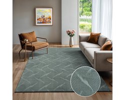 the carpet Rio – tapijt met 3D golfpatroon en antislip rug, green 160 x 220 cm