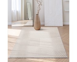 the carpet Santo Plus moderne vloerkleed- hoogwaardig tapijt voor woonkamer en slaapkamer, Boho design, Cream, 160 x 220 cm