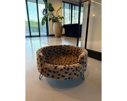 The Dog Label - hondenbank - huisdierenbank – hondenmand - 50cm – op pootjes - fluffy - leopard - bruin