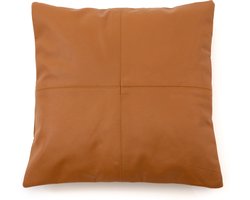 The Four Panel Leren Kussenhoes - Camel - 40x40