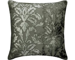 The HomeCentric Decoratief Zilver Luxe Sierkussens 50 x 50 cm Linnen Luxe Sierkussens, Stof Kussens gooien Linnen, Damast Victoriaans - Damask Glitterati