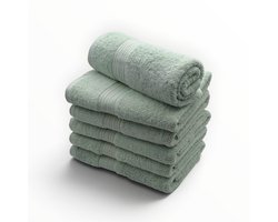 The Linen Room Badhanddoeken – 70 x 140 cm – Set van 6 – 100% Egyptisch Katoen – 600 gram /m2 – Mintgroen