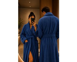 The Linen Room Badjas Set voor Koppels – 2 Badjassen 450 GSM – 100% Katoen – Hotelkwaliteit – Unisex – Donkerblauw