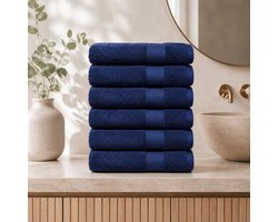 The Linen Room Handdoeken – 70 x 140 cm – Set van 6 – 100% Katoen – 650 GSM Dubbelgetwijnd 20/2 Garen – OEKO-TEX® – Extra Zacht & Hoog Absorberend – Donkerblauw