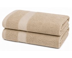 The Linen Room Saunahanddoek – 100 x 150 cm – Set van 2 – 100% Katoen – 650 GSM Dubbelgetwijnd 20/2 Garen – OEKO-TEX® – Sauna, Wellness & Strand – Licht beige