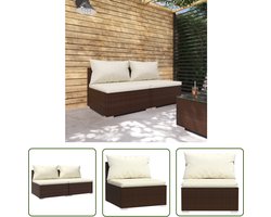 The Living Store 2-delige Loungeset met kussens poly rattan bruin - Tuinstoel - Lounge Set - Buitendecor - Outdoor Furniture - Relax Stoel