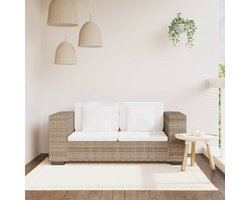 The Living Store 2-zits bankstel rattan 7-delig - Tweezitsbank - Rattan Bank - Lounge Bank - Bank Bruin - Bank Creme Wit