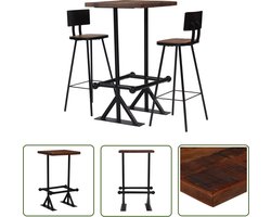 The Living Store 3-delige Barset massief gerecycled hout - Barset - Retro Meubels - Industriele Design - Bruine Barset - Houten Barset